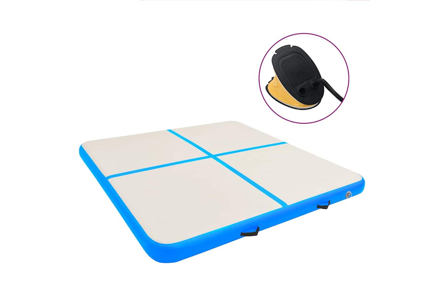 vidaXL 92695 Inflatable Gymnastics Mat With Pump 200x200x10cm Pvc Blue