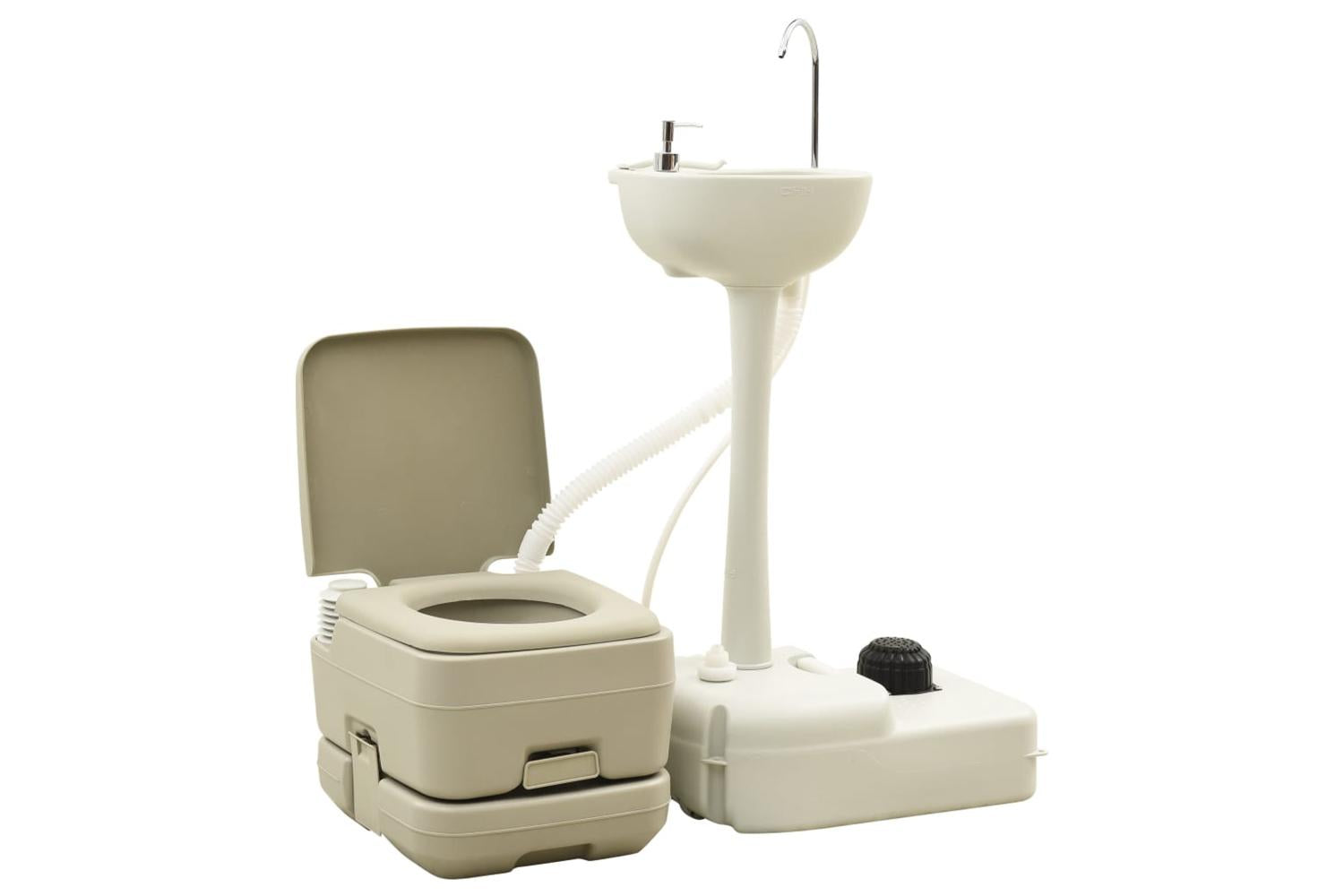 Vidaxl 93021 Portable Camping Toilet 10+10l And Handwash Stand 20l Set Grey
