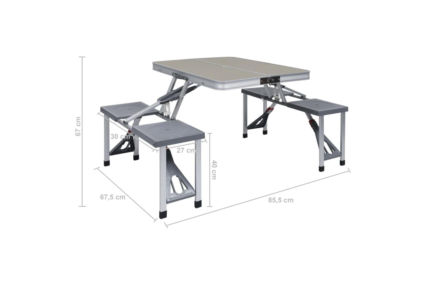 Vidaxl 47686 Folding Camping Table With 4 Seats Steel Aluminium-9