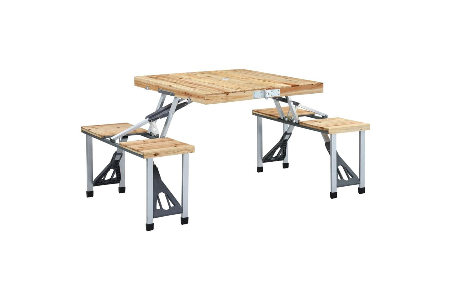 Vidaxl 47687 Folding Camping Table With 4 Seats Steel Aluminium