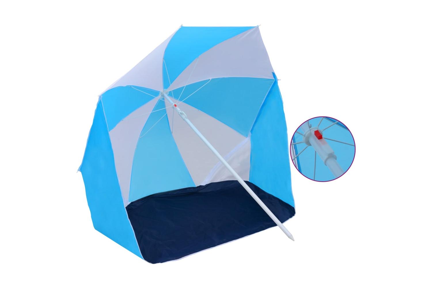 vidaXL 47807 Beach Umbrella Shelter Blue And White 180cm Fabric