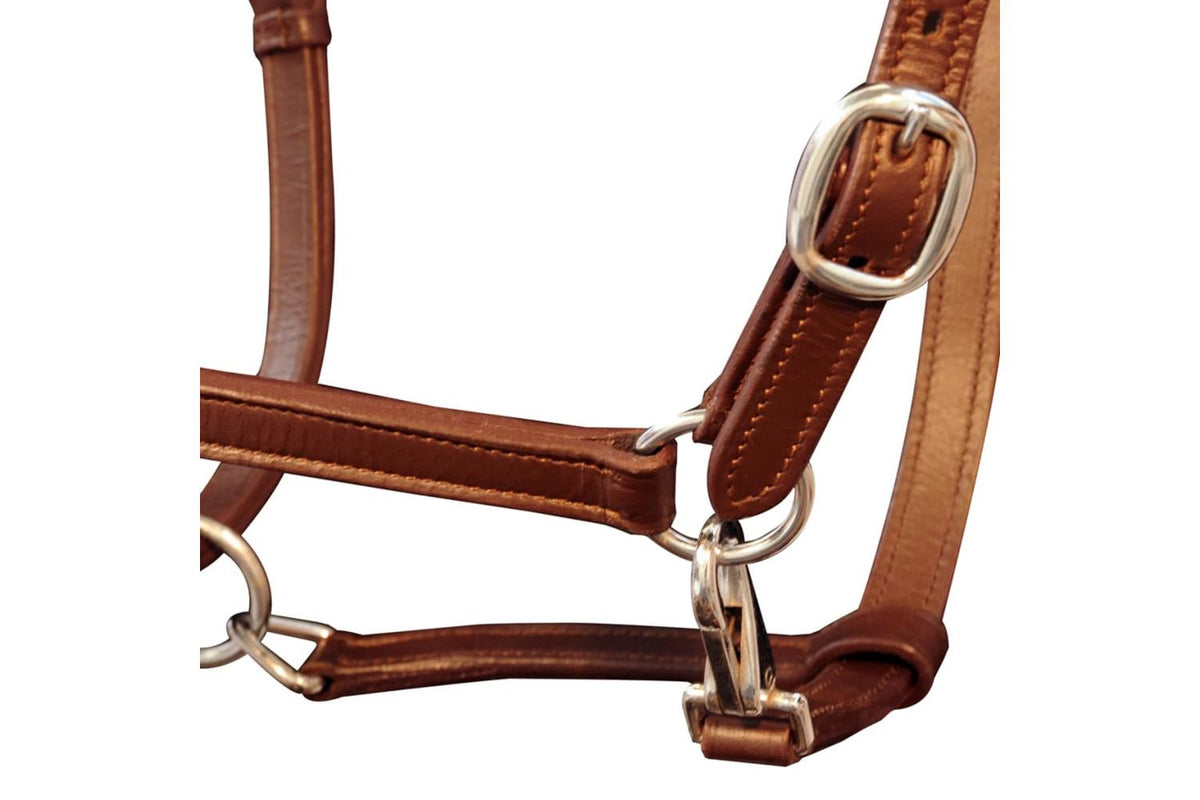 Vidaxl 90886 Real Leather Headcollar Stable Halter Adjustable Brown Pony-2