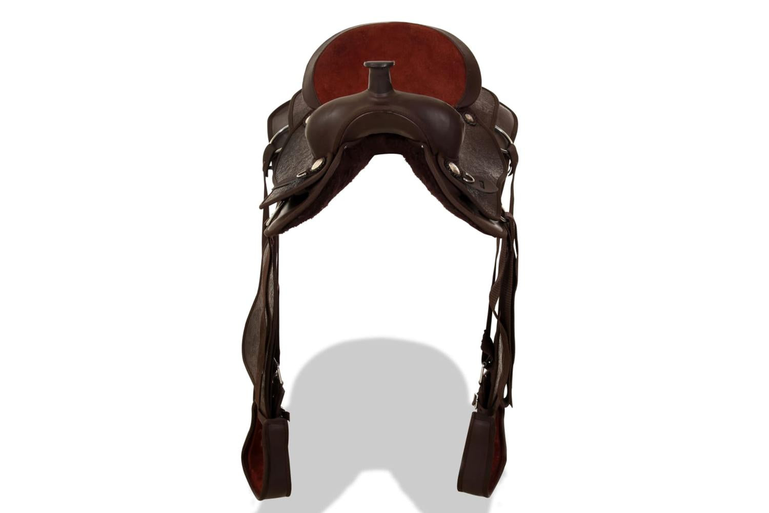 Vidaxl Western Saddle. Headstall&breast Collar Real Leather 17" Brown-5