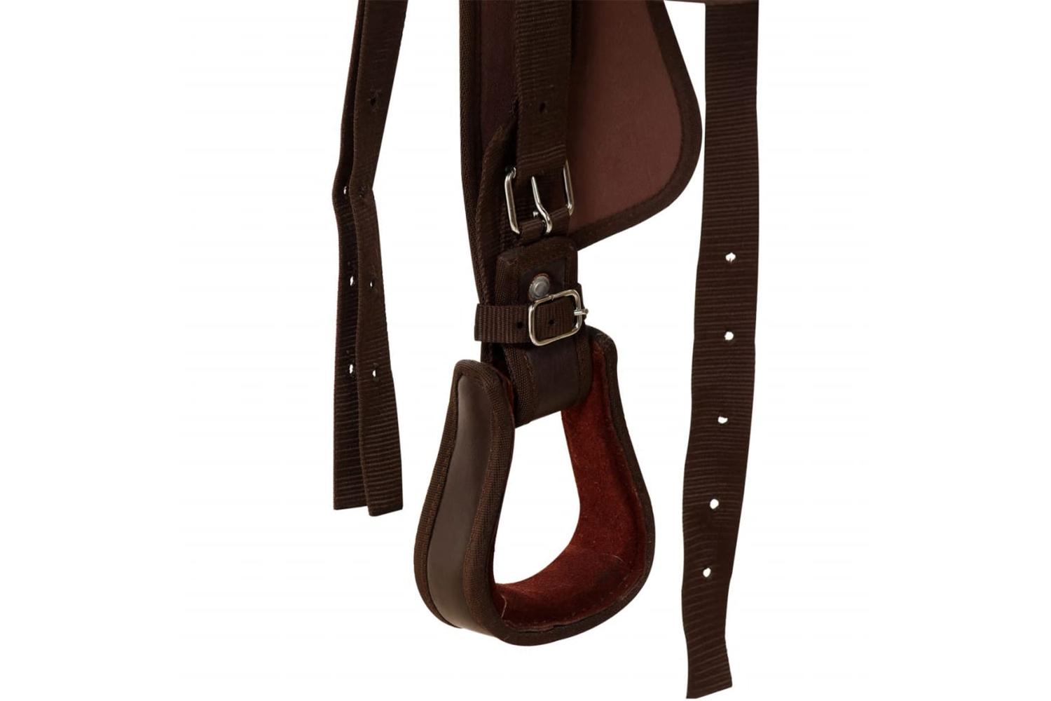 Vidaxl Western Saddle. Headstall&breast Collar Real Leather 17" Brown-10