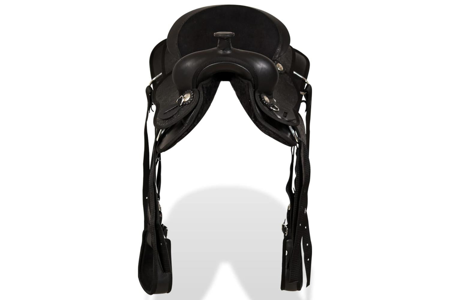 Vidaxl 91356 Western Saddle. Headstall&breast Collar Real Leather 13" Black-5