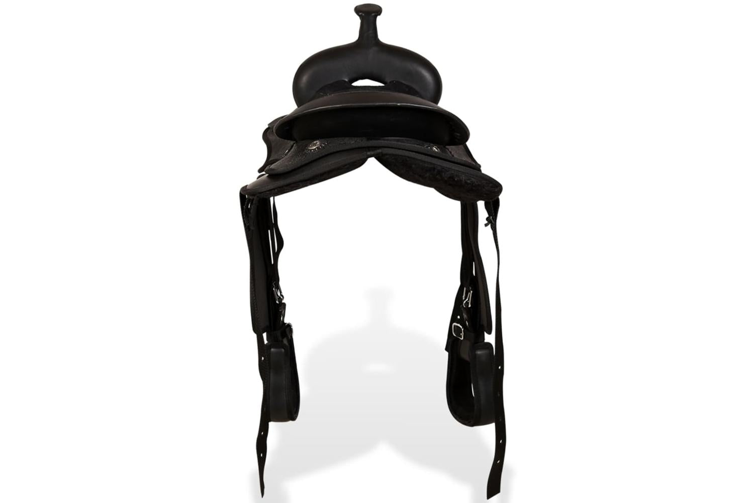 Vidaxl 91356 Western Saddle. Headstall&breast Collar Real Leather 13" Black-6