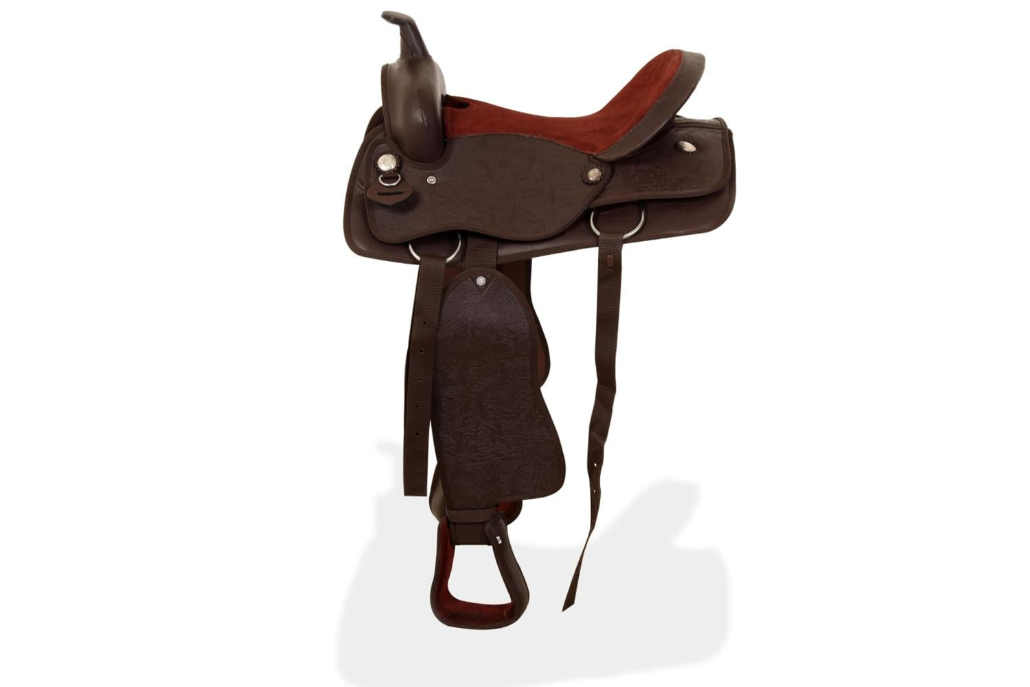 Vidaxl 91348 Western Saddle. Headstall&breast Collar Real Leather 16" Brown-4