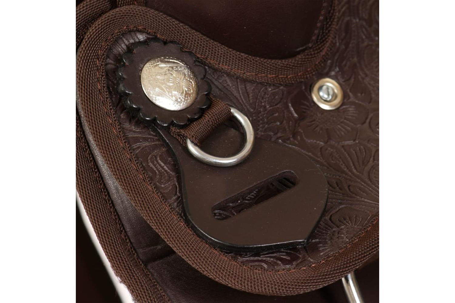 Vidaxl 91348 Western Saddle. Headstall&breast Collar Real Leather 16" Brown-9