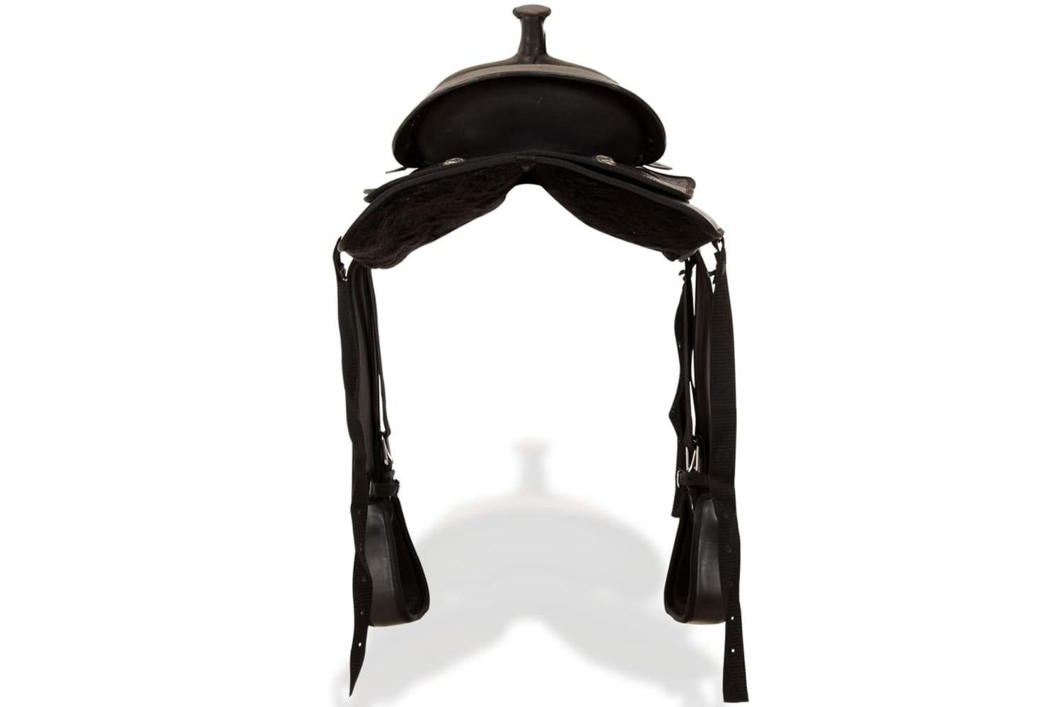 Vidaxl 91353 Western Saddle. Headstall&breast Collar Real Leather 16" Black-5