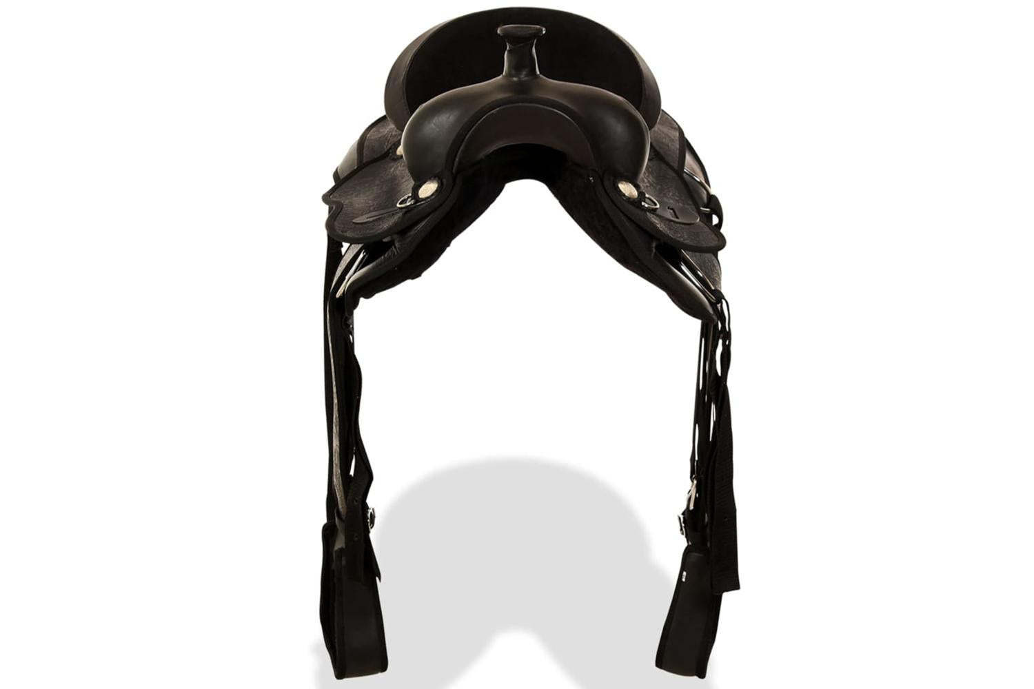 Vidaxl 91353 Western Saddle. Headstall&breast Collar Real Leather 16" Black-6