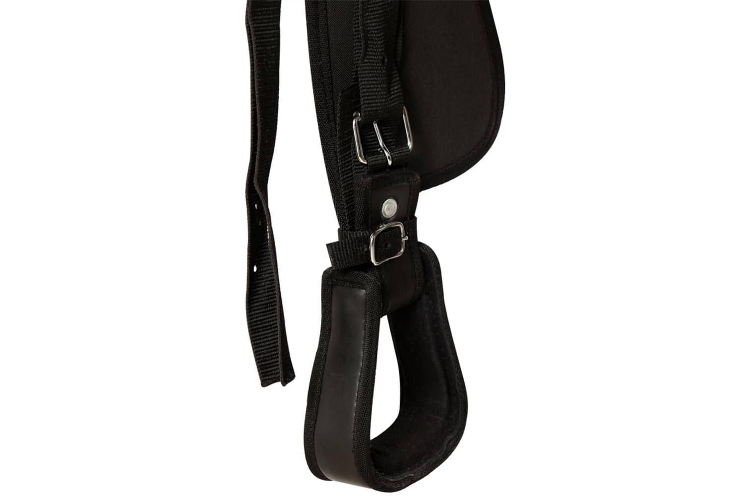 Vidaxl 91353 Western Saddle. Headstall&breast Collar Real Leather 16" Black-10