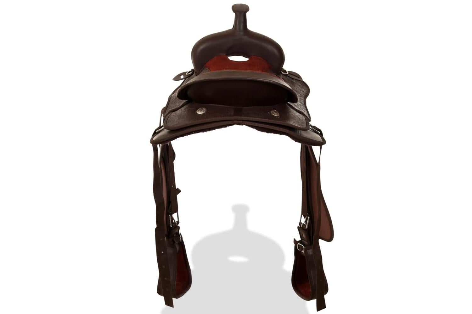 Vidaxl 91347 Western Saddle. Headstall&breast Collar Real Leather 15" Brown-6