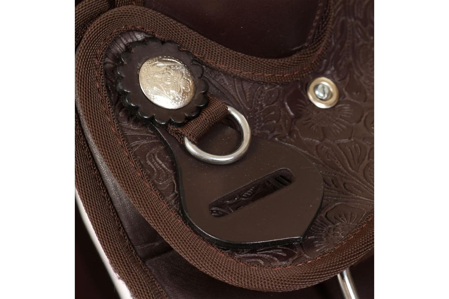 Vidaxl 91347 Western Saddle. Headstall&breast Collar Real Leather 15" Brown-9