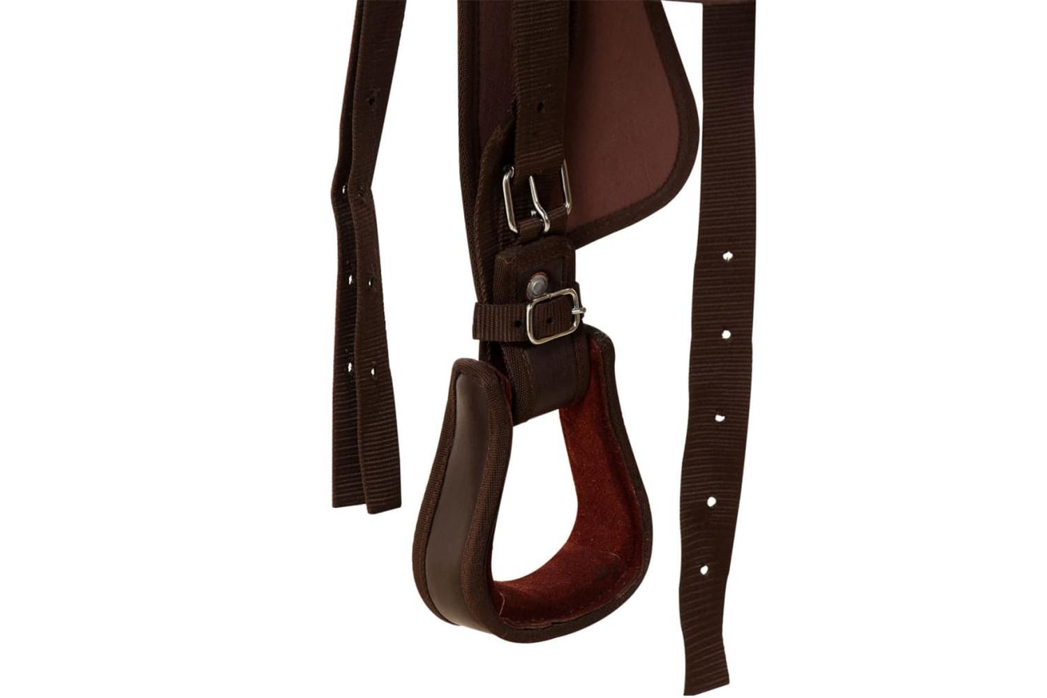 Vidaxl 91347 Western Saddle. Headstall&breast Collar Real Leather 15" Brown-10