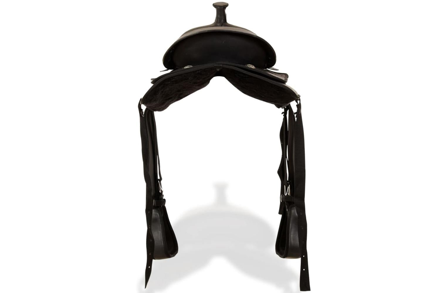 Vidaxl 91354 Western Saddle. Headstall&breast Collar Real Leather 17" Black-5