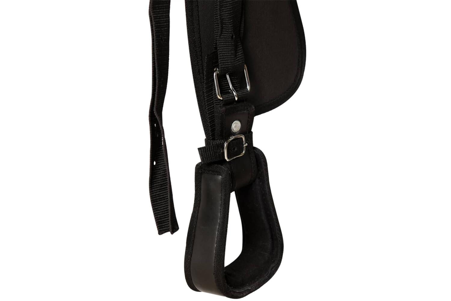 Vidaxl 91354 Western Saddle. Headstall&breast Collar Real Leather 17" Black-10
