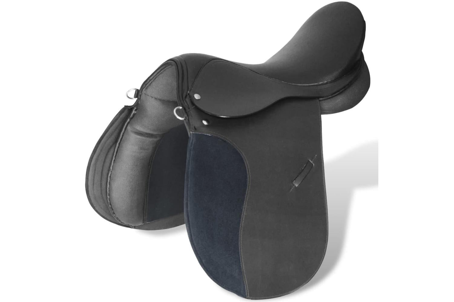 vidaXL 90643 Horse Riding Saddle Set 16" Real Leather Black 14cm 5-in-1-3