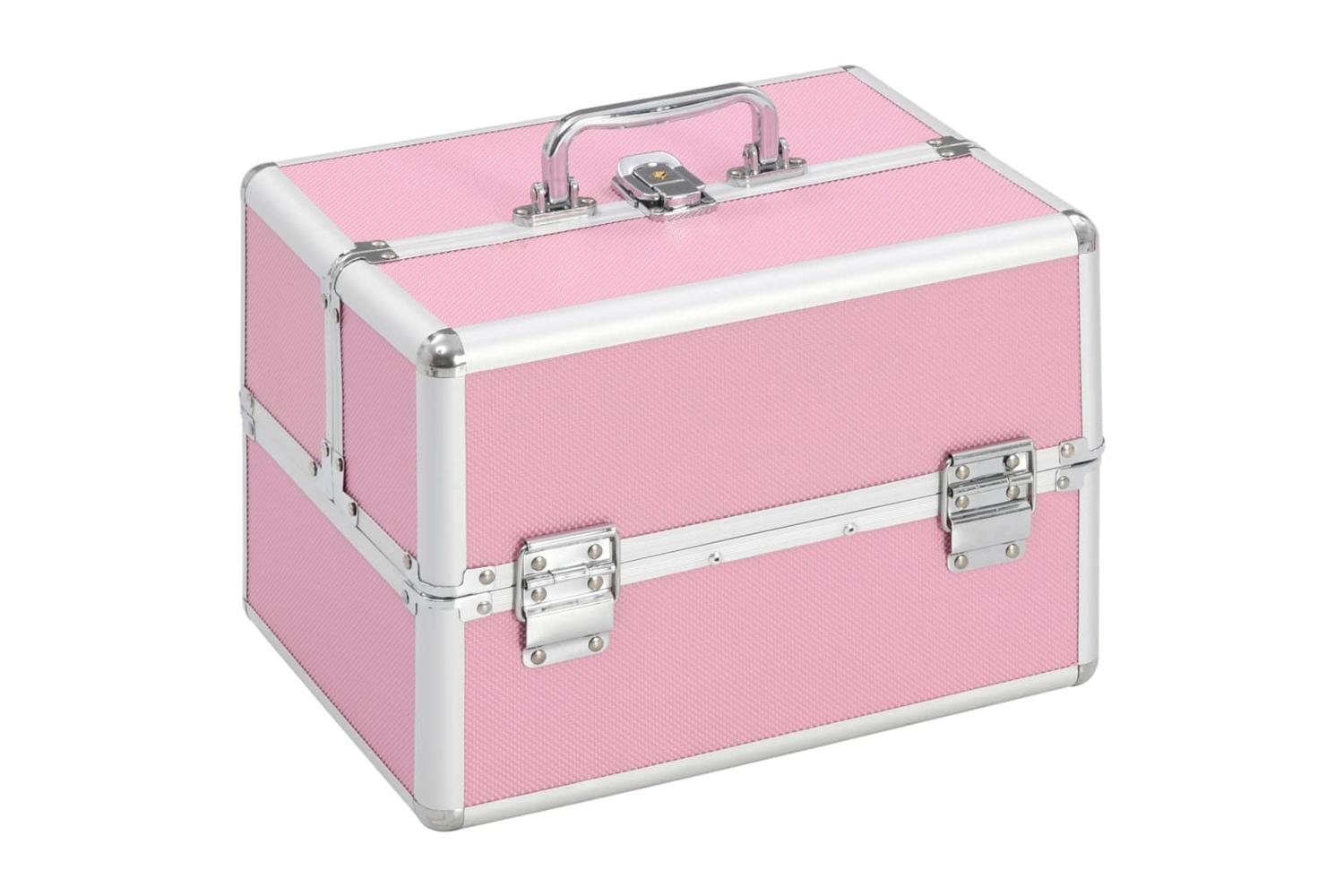 vidaXL 91830 Make-up Case 22x30x21cm Pink Aluminium