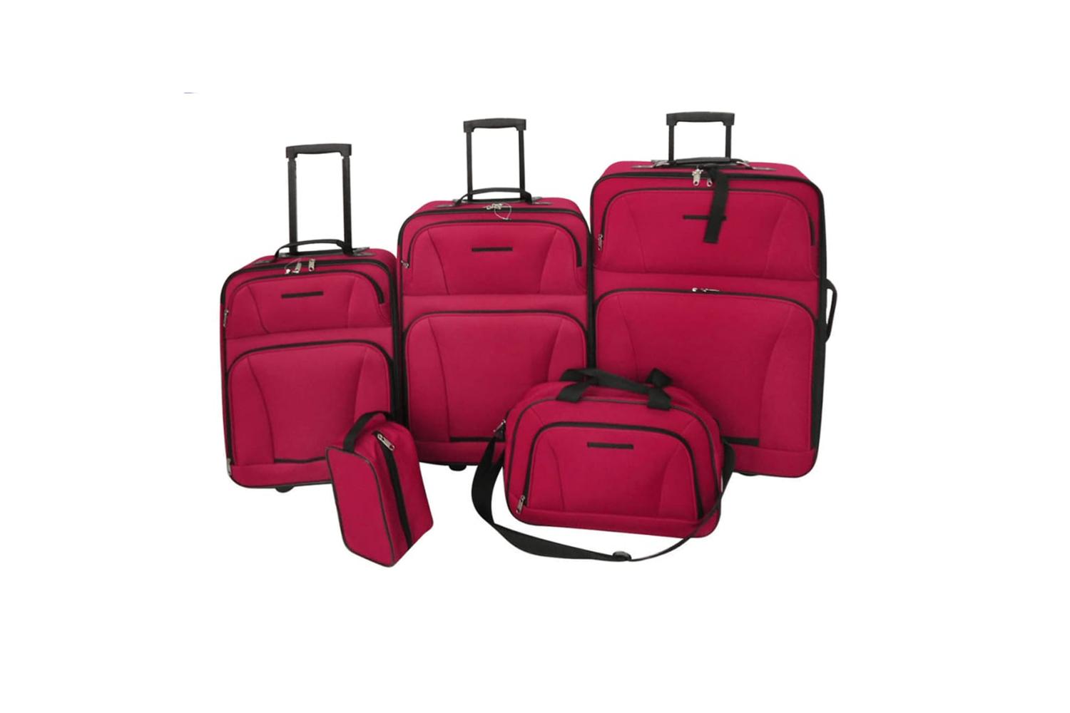 Vidaxl 90155 Five Piece Travel Luggage Set Red