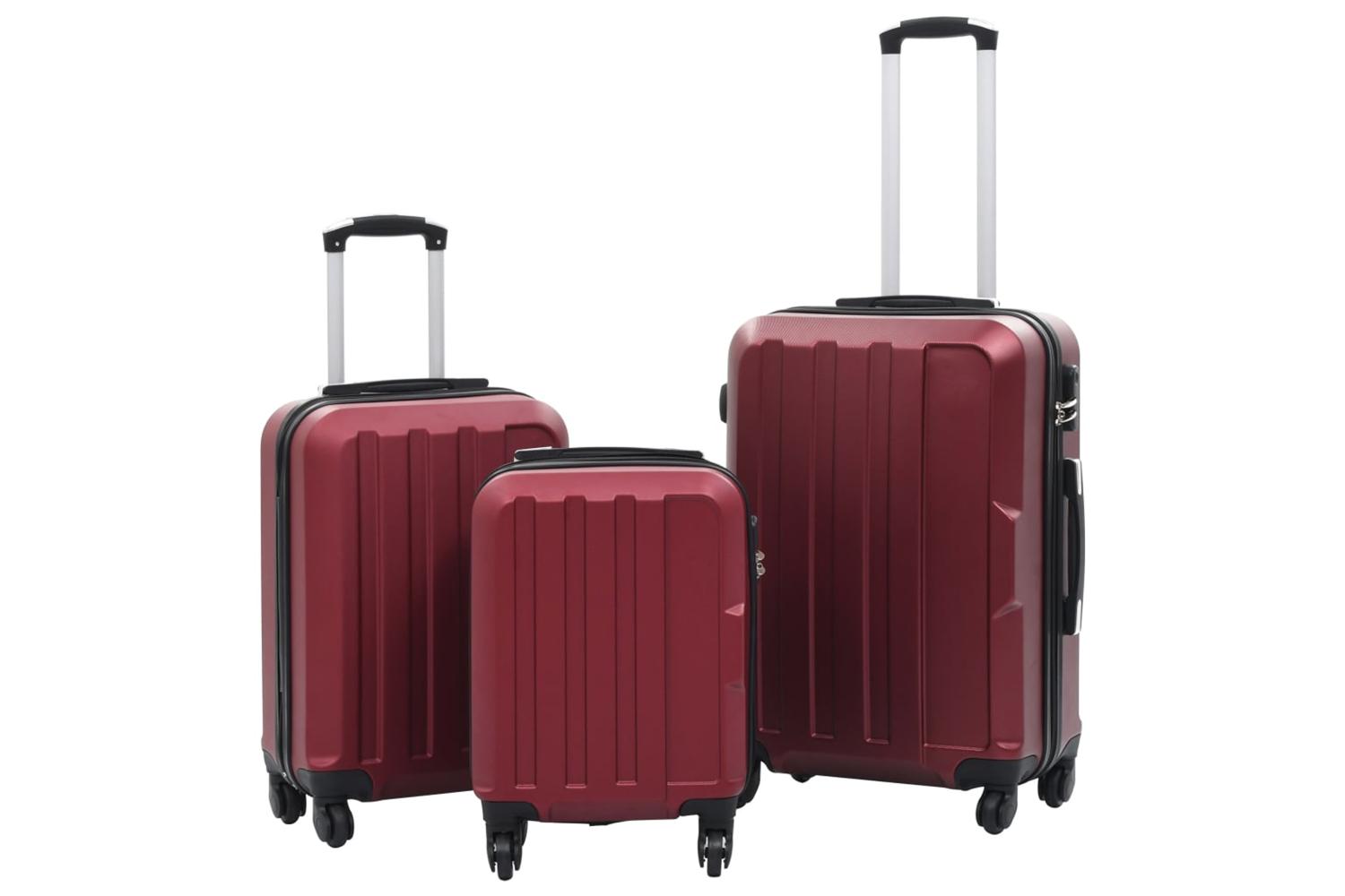 Vidaxl 91874 Hardcase Trolley Set 3 Pcs Wine Red Abs