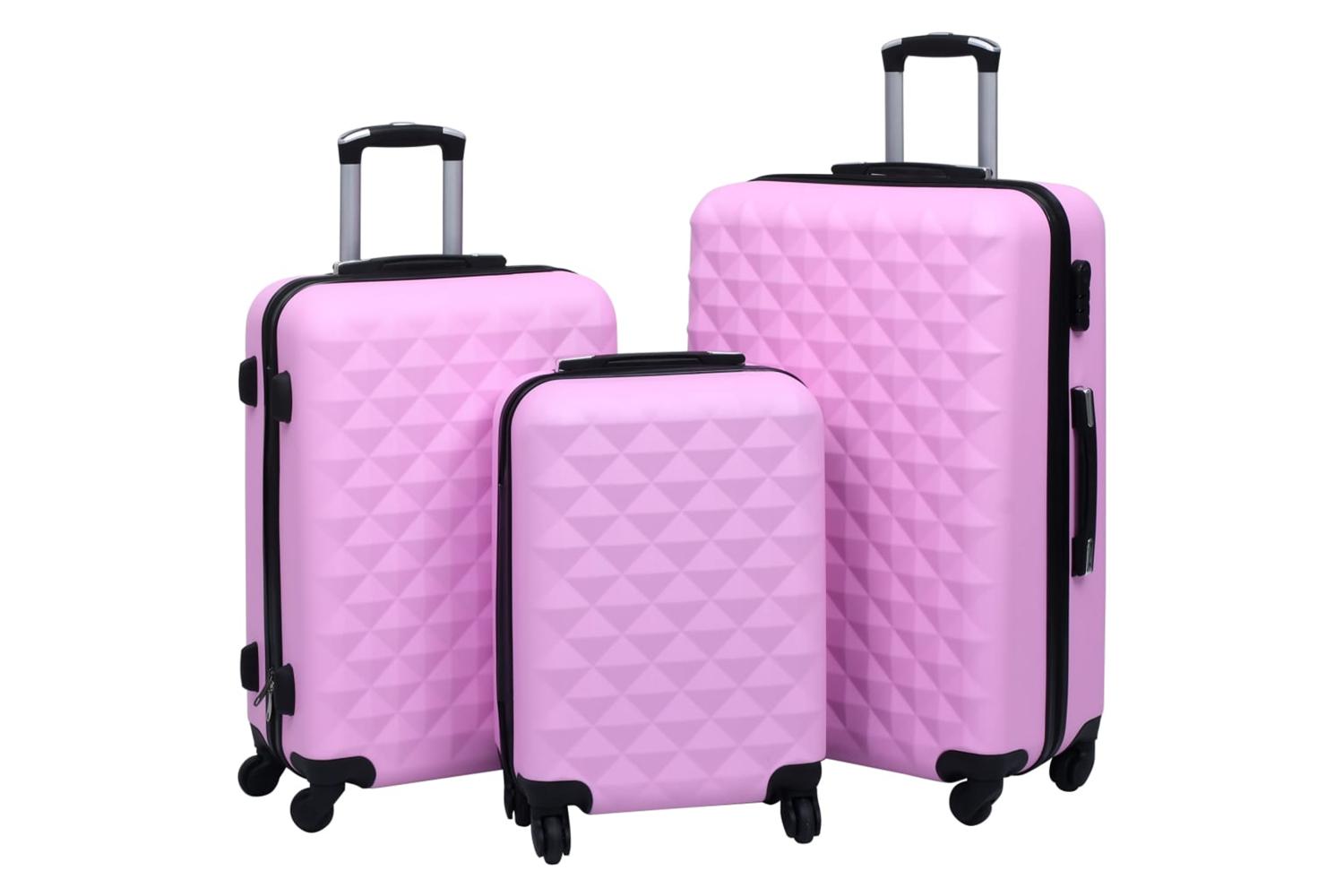 Vidaxl 92414 Hardcase Trolley Set 3 Pcs Pink Abs