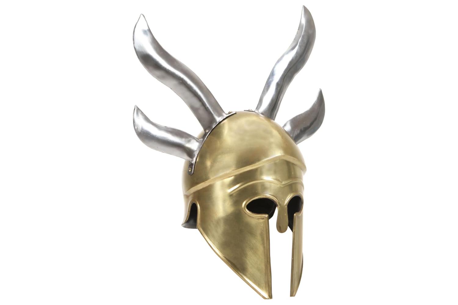 Vidaxl 286223 Greek Warrior Helmet Antique Replica Larp Brass Steel