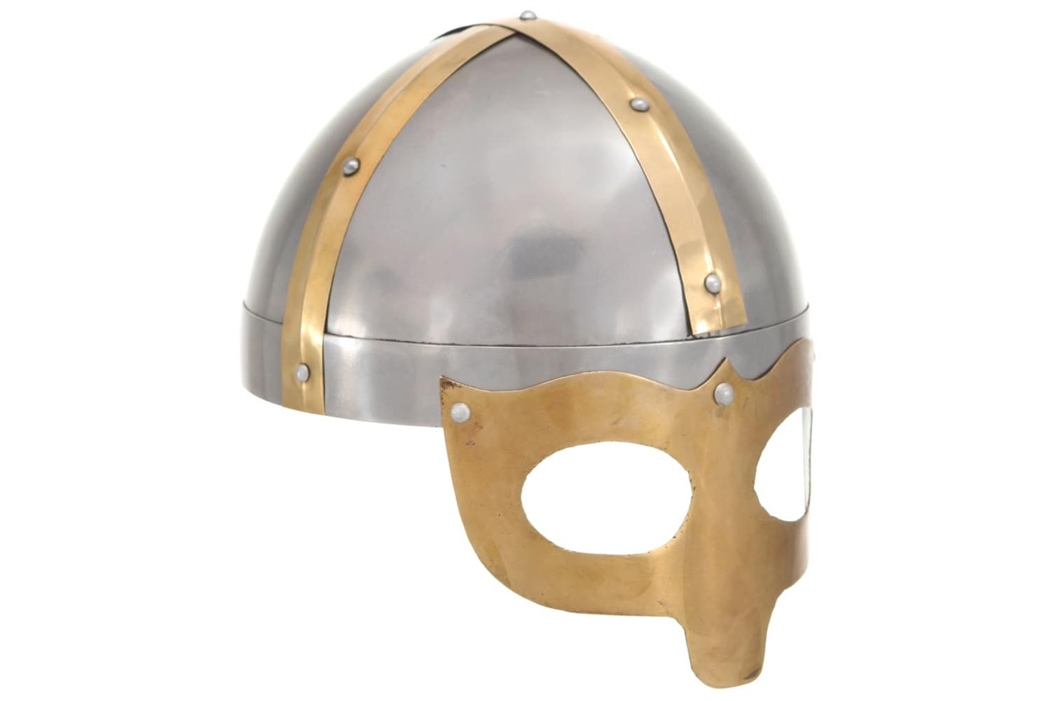 Vidaxl 286236 Viking Helmet Antique Replica Larp Silver Steel