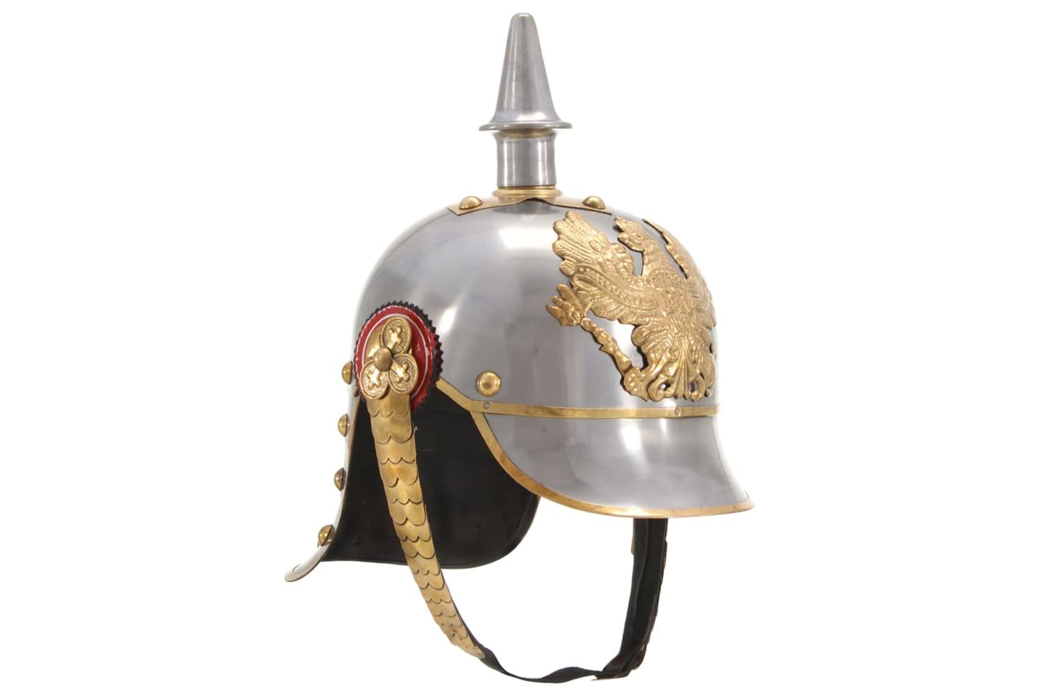 Vidaxl 286226 German Prussian Helmet Antique Replica Larp Silver Steel