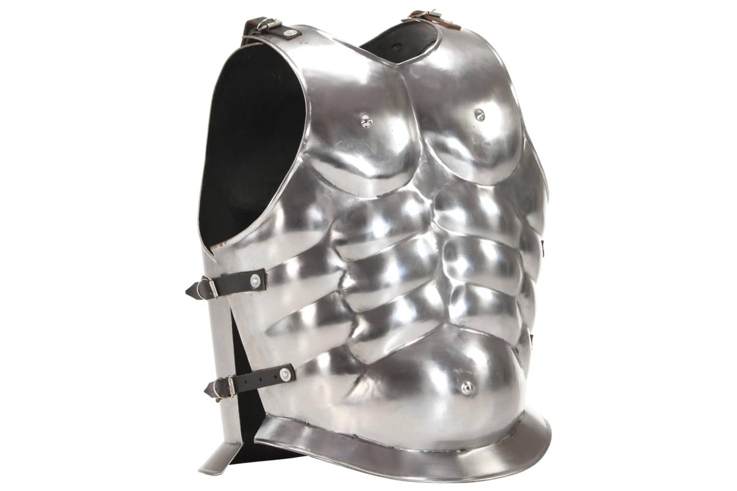 Vidaxl 286209 Roman Soldier Body Armour Cuirass Replica Larp Silver Steel