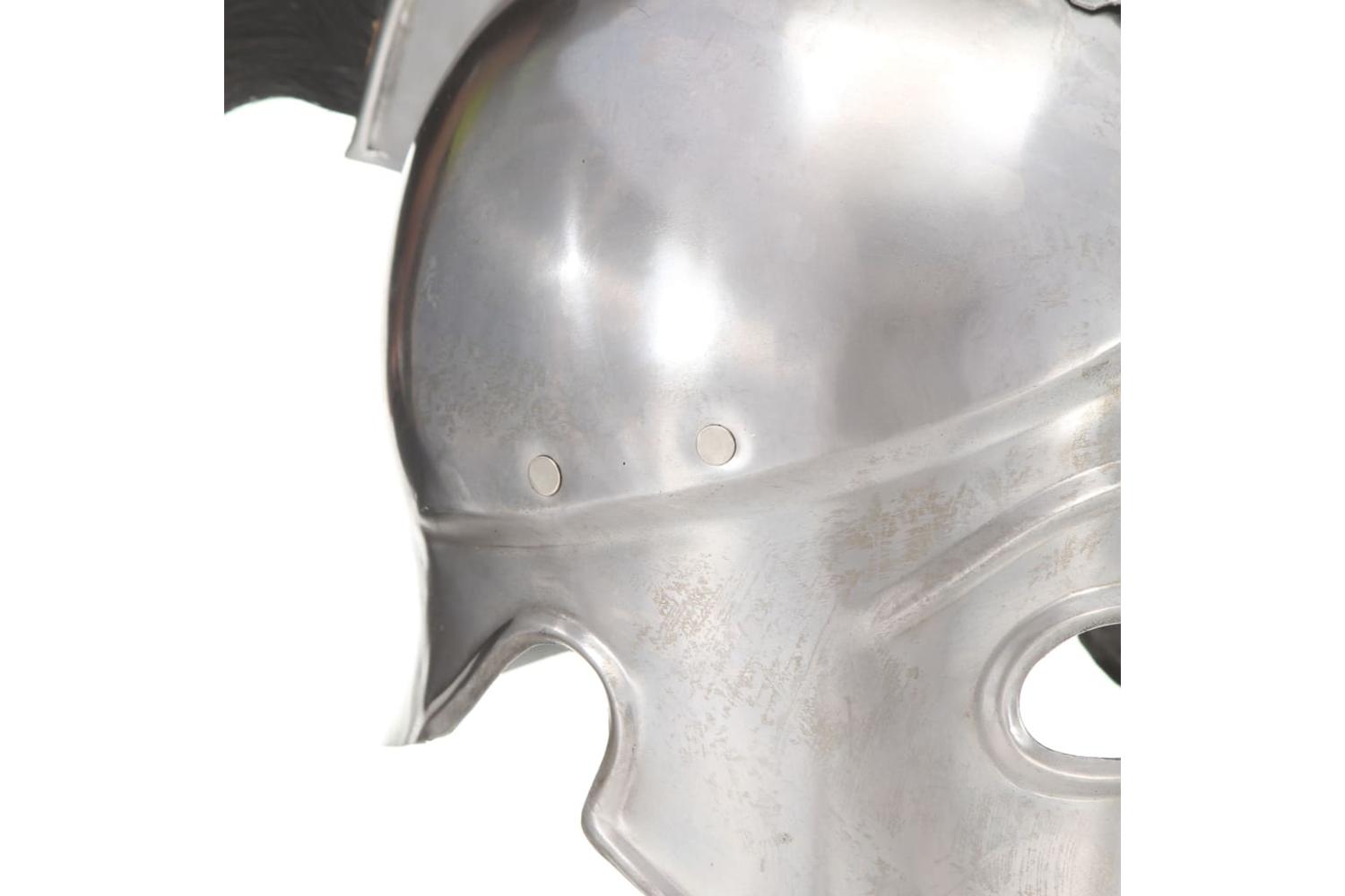 Vidaxl 286229 Greek Warrior Helmet Antique Replica Larp Silver Steel-5