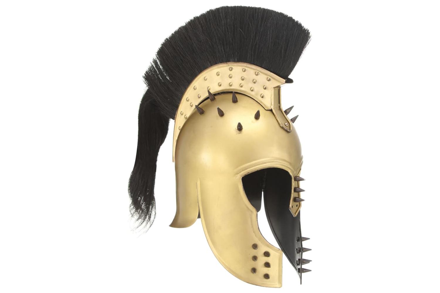Vidaxl 286234 Greek Warrior Helmet Antique Replica Larp Brass Steel
