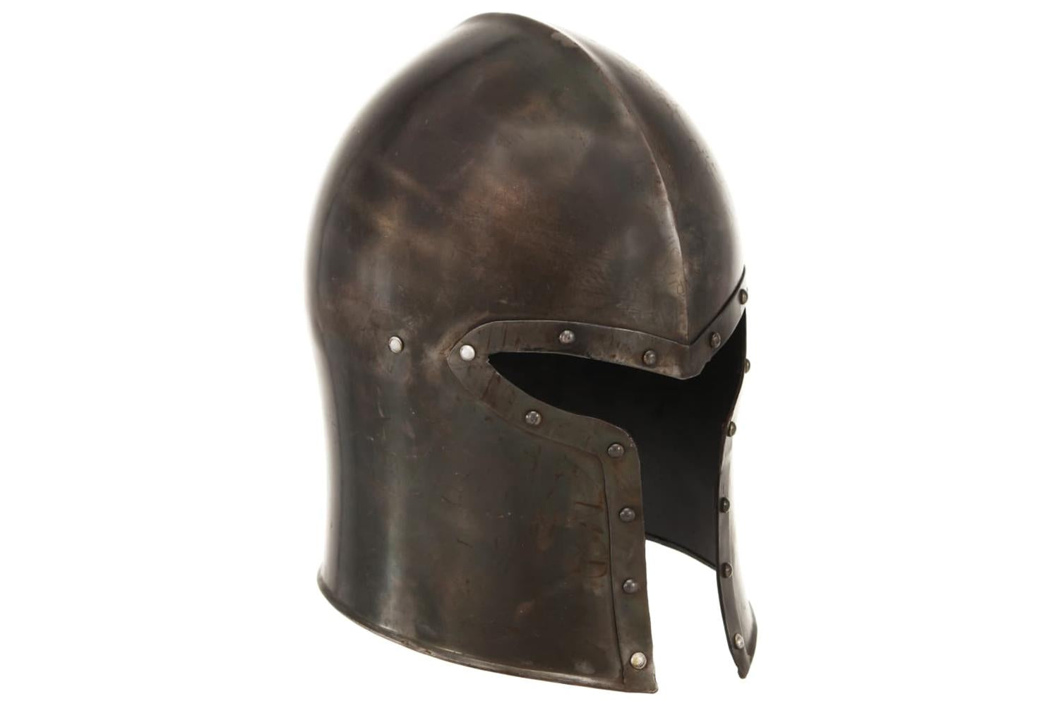 Vidaxl 286237 Medieval Knight Helmet Antique Replica Larp Silver Steel