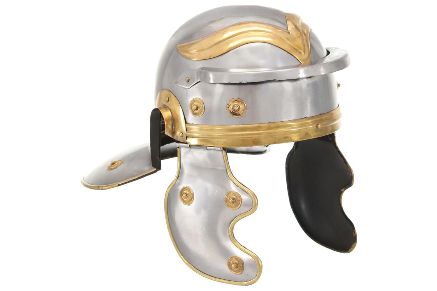 Vidaxl 286210 Roman Soldier Helmet Antique Replica Larp Silver Steel