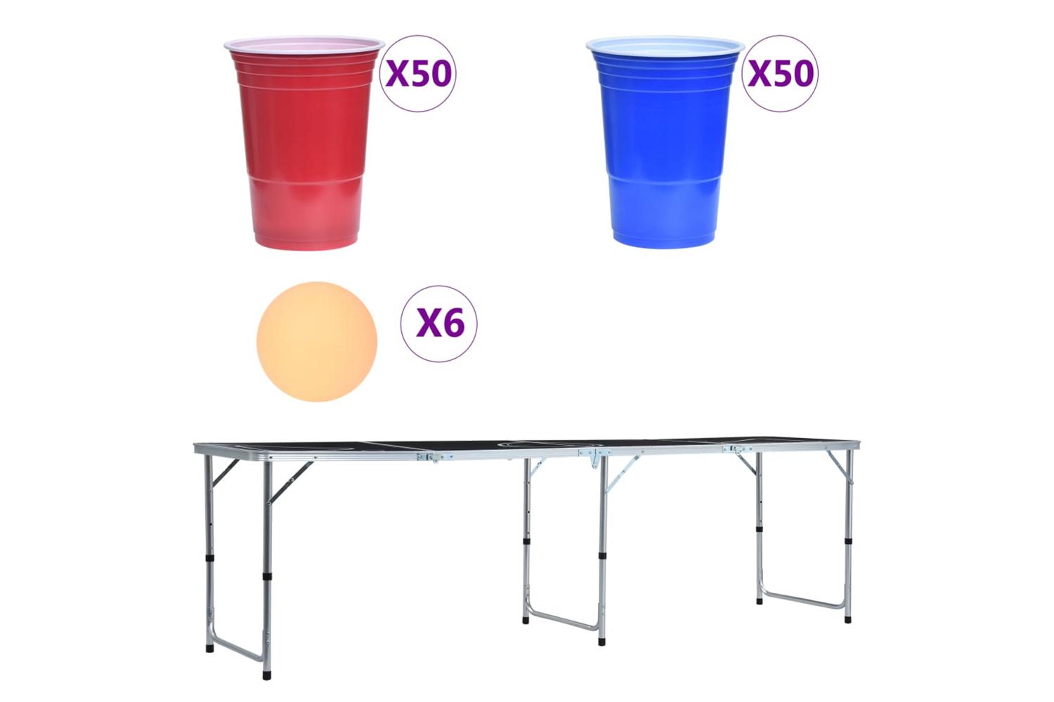 vidaXL 3056793 Folding Beer Pong Table With Cups And Balls 240cm-2