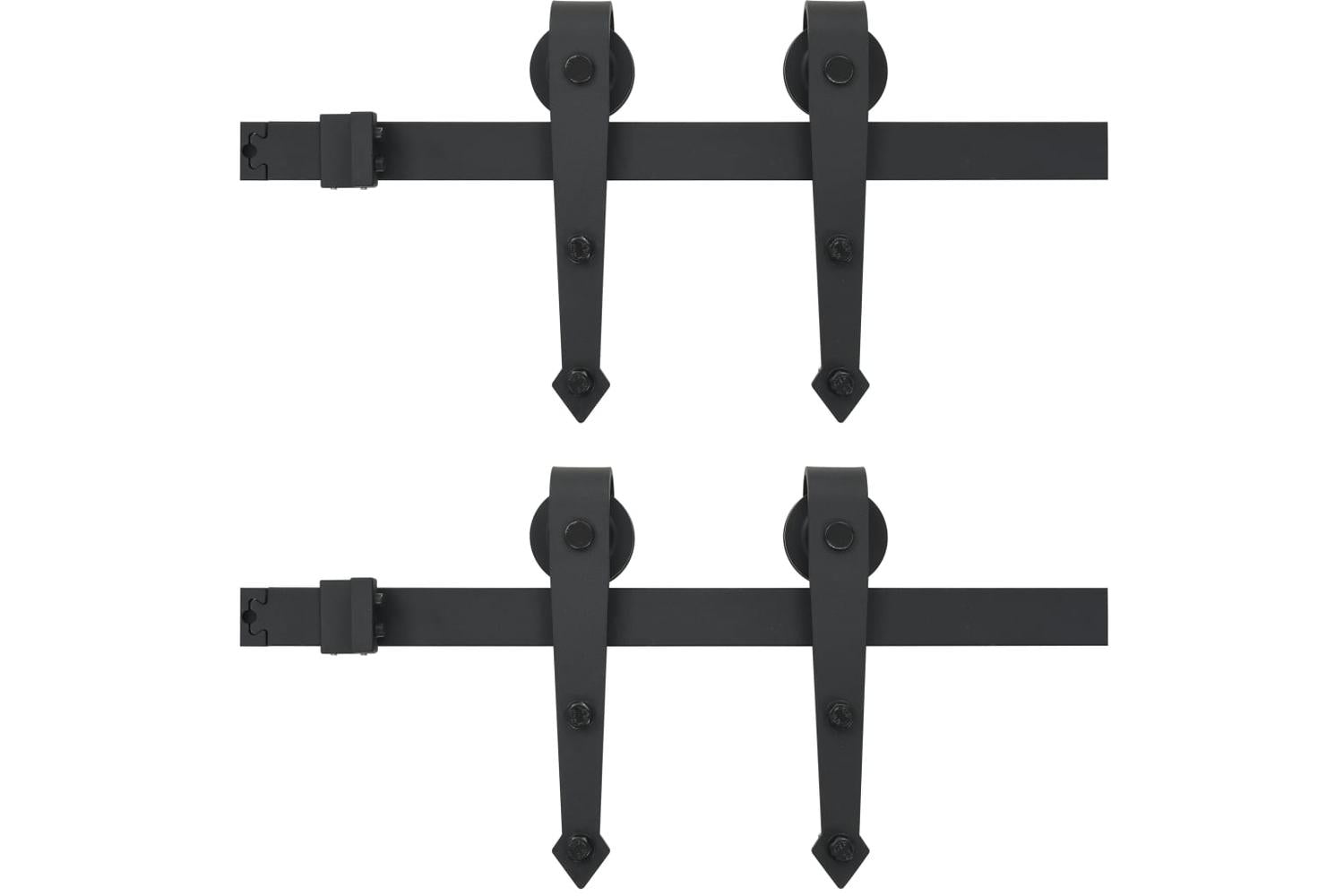 vidaXL 275606 Sliding Door Hardware Kit 2x183cm Steel Black