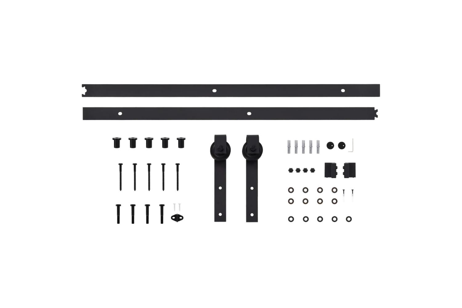 vidaXL Sliding Door Skien Hardware Kit 200cm Steel Black-5