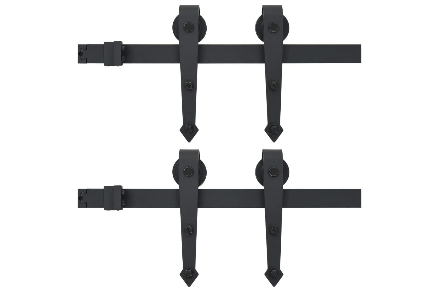 vidaXL 3059839 Sliding Door Hardware Kits 2 Pcs 200cm Steel Black