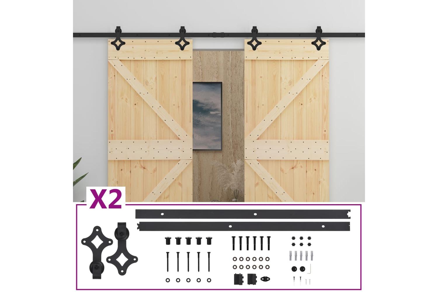 vidaXL 3057591 Sliding Door With Hardware Set 90x210cm Solid Pine Wood