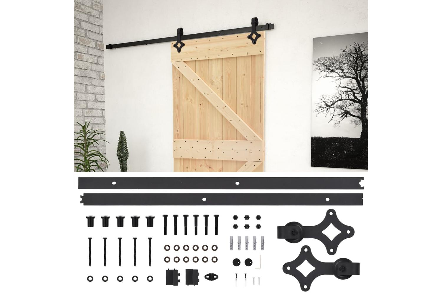 vidaXL 3057495 Sliding Door With Hardware Set 90x210cm Solid Pine Wood