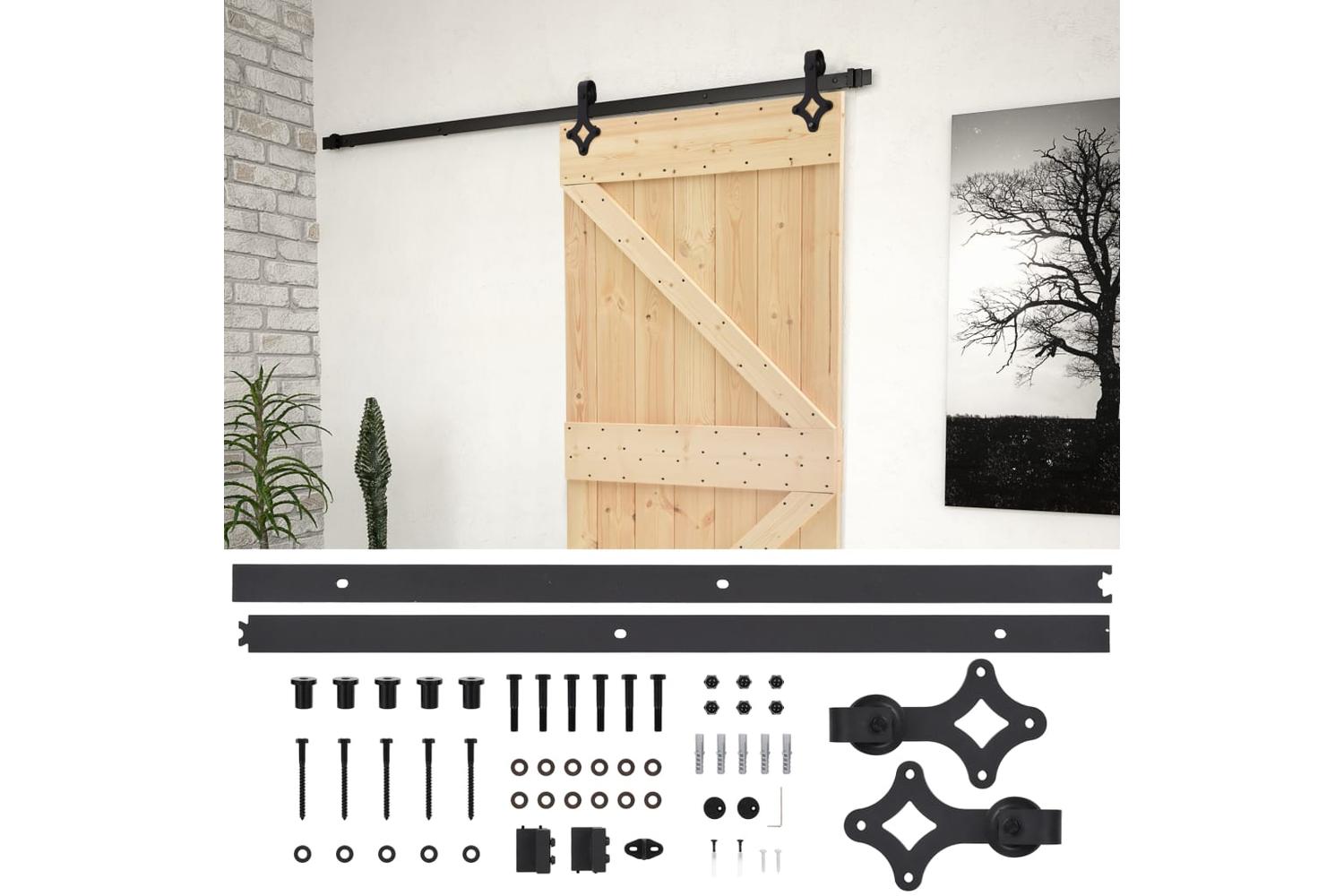 vidaXL 3057496 Sliding Door With Hardware Set 90x210cm Solid Pine Wood