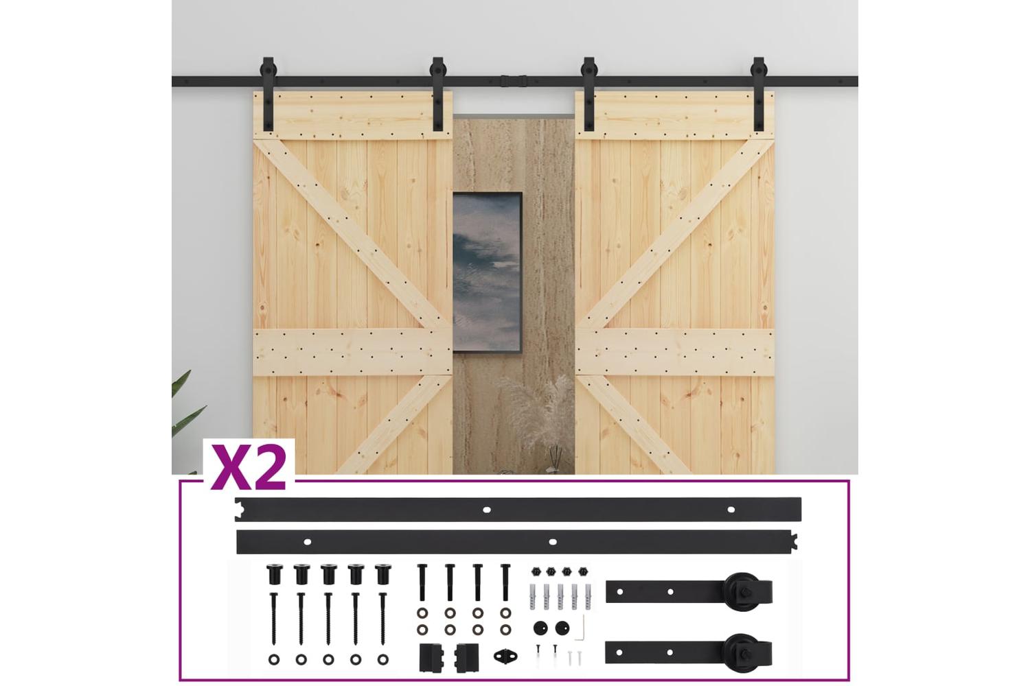 vidaXL 3057587 Sliding Door With Hardware Set 80x210cm Solid Pine Wood