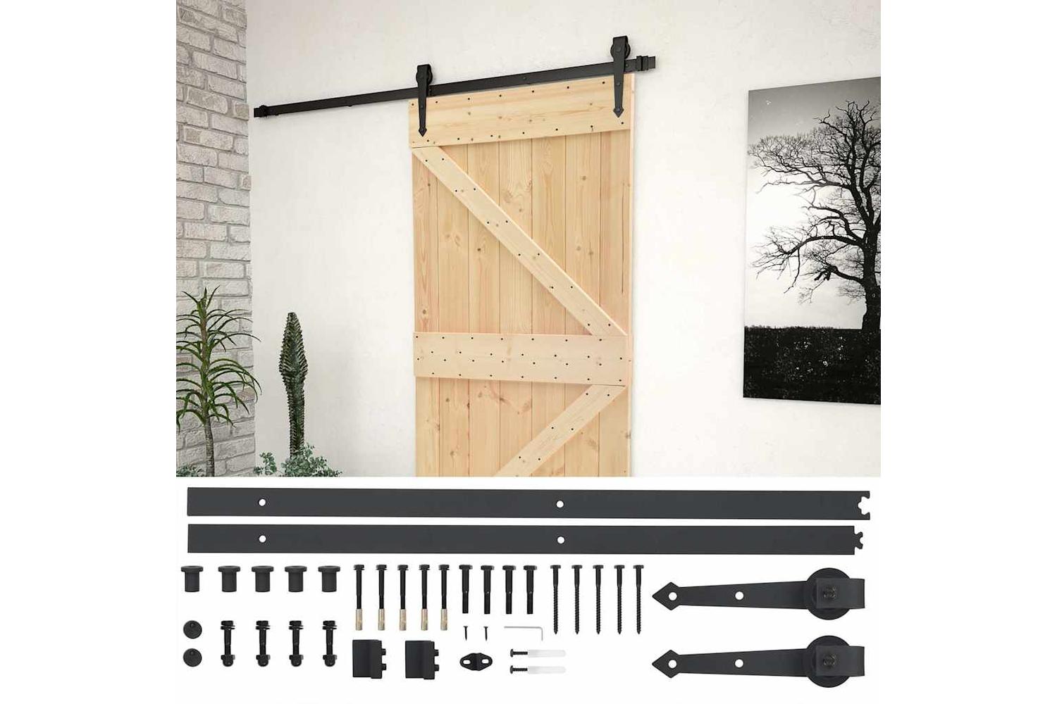 vidaXL 3057493 Sliding Door With Hardware Set 90x210cm Solid Pine Wood