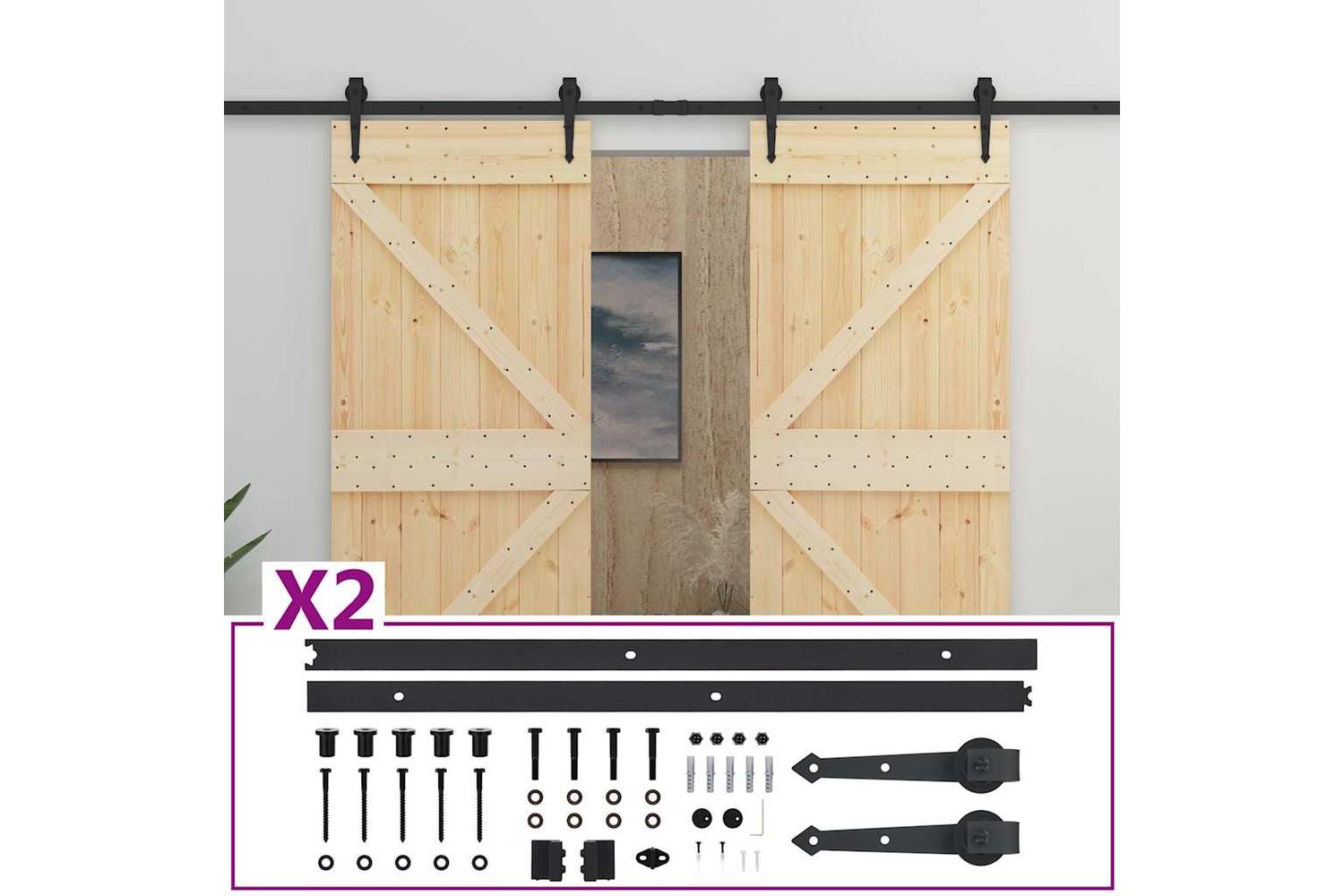 vidaXL 3057581 Sliding Door With Hardware Set 80x210cm Solid Pine Wood