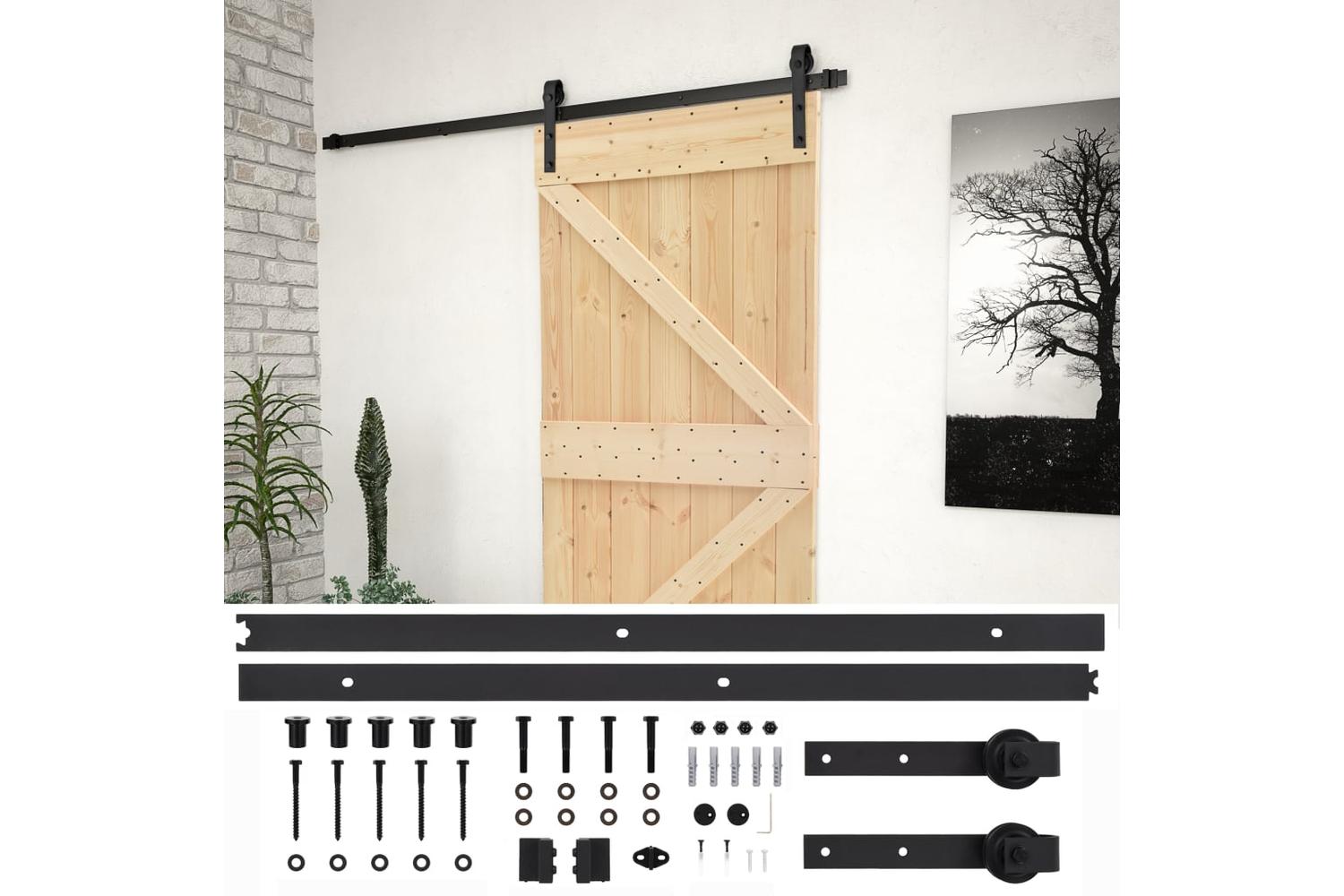vidaXL 3057504 Sliding Door With Hardware Set 100x210cm Solid Pine Wood