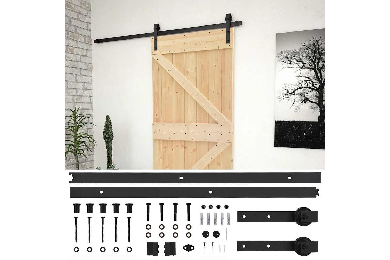 vidaXL 3057491 Sliding Door With Hardware Set 80x210cm Solid Pine Wood