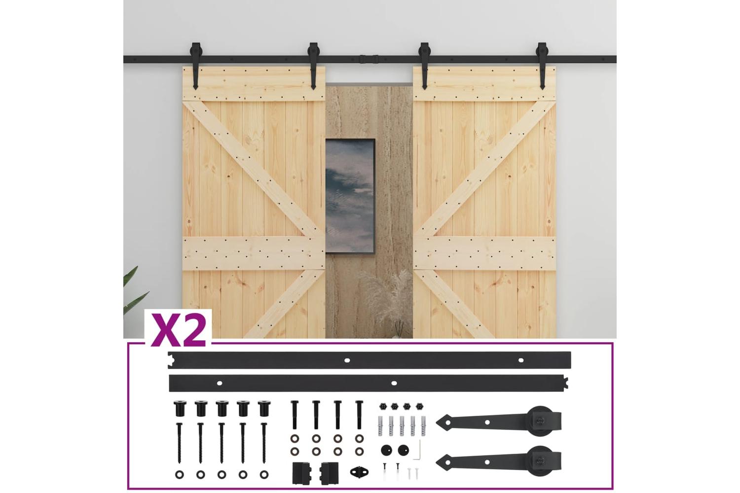 vidaXL 3057596 Sliding Door With Hardware Set 100x210cm Solid Pine Wood