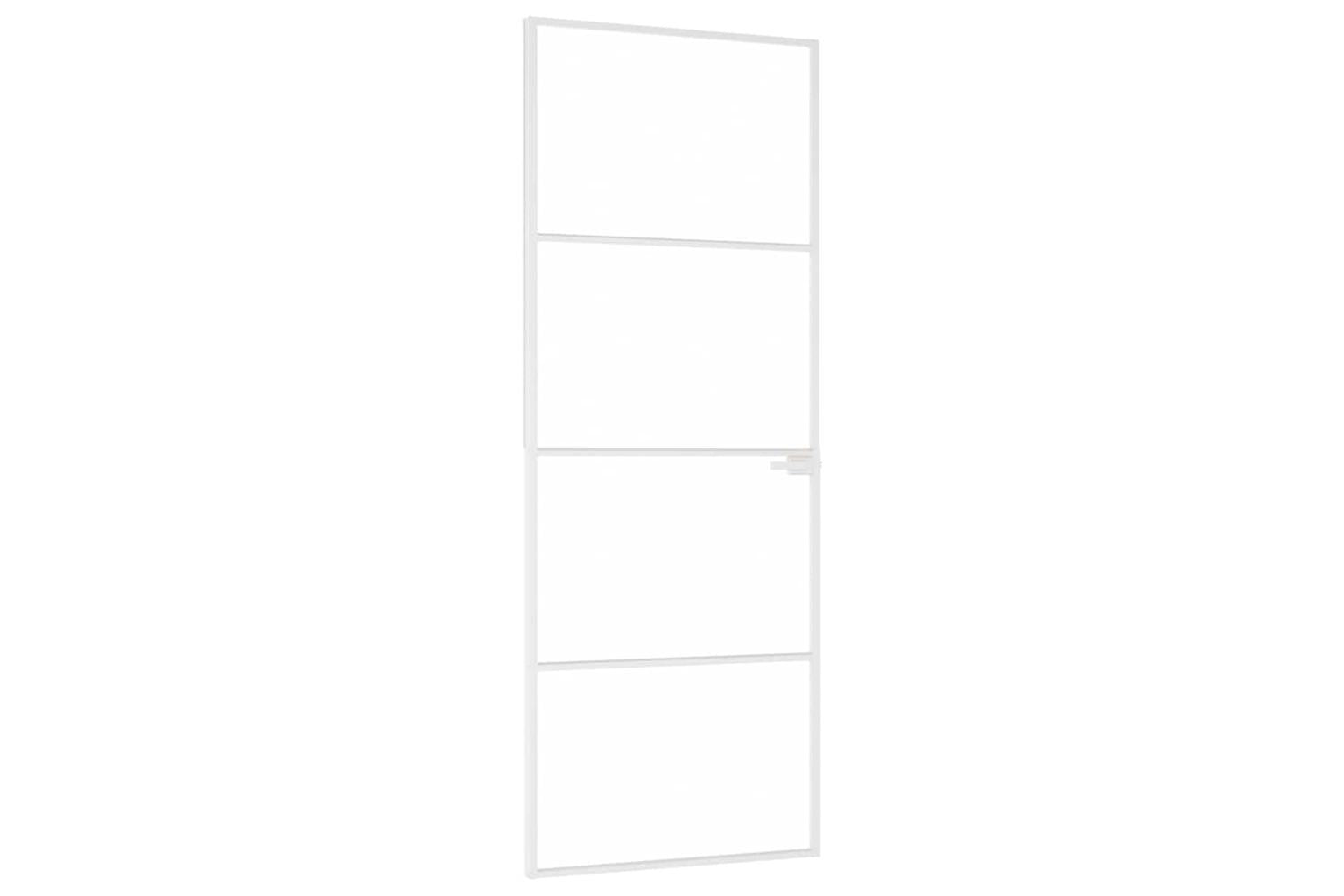 vidaXL 153666 Interior Door White 76x201.5cm Tempered Glass&aluminium Slim