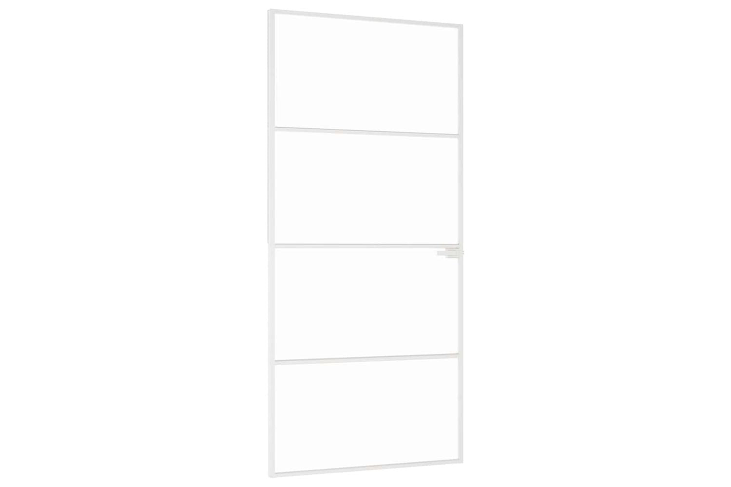 vidaXL 153668 Interior Door White 93x201.5cm Tempered Glass&aluminium Slim