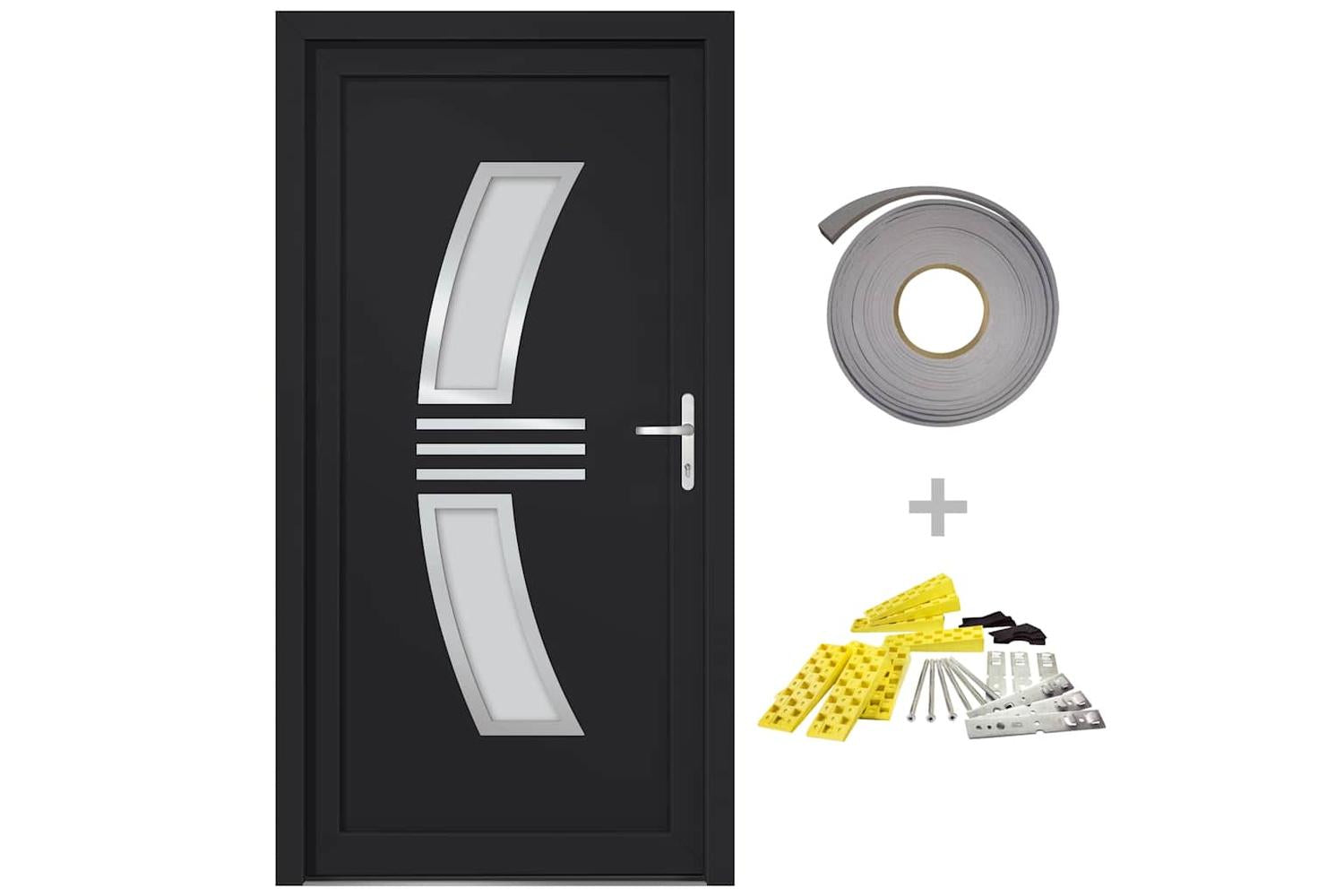 vidaXL 3187936 Front Door Anthracite 88x200cm Pvc