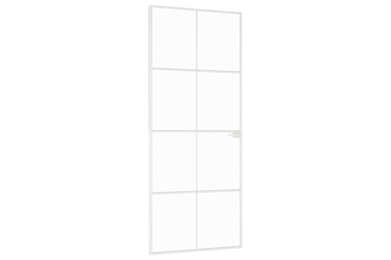 vidaXL 153671 Interior Door White 83x201.5cm Tempered Glass&aluminium Slim